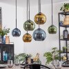 Koyoto Hanglamp, Kogellampje, Hanglamp Blauw, Goud, Groen, 6-lichts