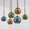 Koyoto Hanglamp, Kogellampje, Hanglamp Blauw, Goud, Groen, 6-lichts