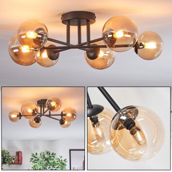 Chehalis Plafondlamp, Kogellampje 55 cm Amber, 6-lichts