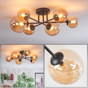 Chehalis Plafondlamp, Kogellampje Amber, 6-lichts
