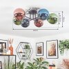 Chehalis Plafondlamp, Kogellampje Blauw, Groen, Koperkleurig, 6-lichts