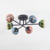 Chehalis Plafondlamp, Kogellampje Blauw, Groen, Duidelijk, Koperkleurig, 6-lichts