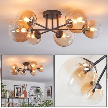 Chehalis Plafondlamp, Kogellampje 60 cm Amber, Duidelijk, 6-lichts