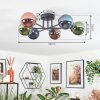 Chehalis Plafondlamp, Kogellampje Blauw, Groen, Koperkleurig, 6-lichts