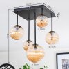 Chehalis Plafondlamp, Kogellampje Amber, 5-lichts