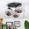 Chehalis Plafondlamp, Kogellampje 34 cm Rookkleurig, 3-lichts