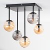 Chehalis Plafondlamp, Kogellampje Amber, Rookkleurig, 5-lichts