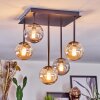 Chehalis Plafondlamp, Kogellampje Amber, Rookkleurig, 5-lichts
