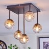 Chehalis Plafondlamp, Kogellampje Amber, Duidelijk, 5-lichts