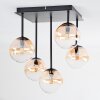 Chehalis Plafondlamp, Kogellampje Amber, Duidelijk, 5-lichts