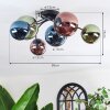 Chehalis Plafondlamp, Kogellampje Blauw, Groen, Koperkleurig, 6-lichts