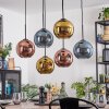Koyoto Hanglamp, Kogellampje, Hanglamp Blauw, Goud, Koperkleurig, 6-lichts