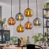 Koyoto Hanglamp, Kogellampje, Hanglamp Blauw, Goud, Koperkleurig, 6-lichts