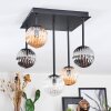 Chehalis Plafondlamp, Kogellampje Amber, Duidelijk, Rookkleurig, 5-lichts
