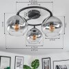 Koyoto Plafondlamp, Kogellampje 37 cm Duidelijk, Rookkleurig, 3-lichts