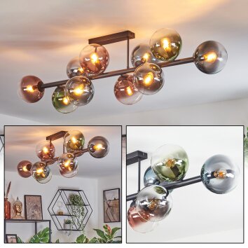 Gastor Plafondlamp, Kogellampje Blauw, Chroom, Groen, Duidelijk, Koperkleurig, Rookkleurig, 10-lichts