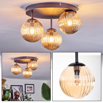 Chehalis Plafondlamp, Kogellampje Amber, 3-lichts