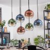 Koyoto Hanglamp, Kogellampje, Hanglamp Blauw, Groen, Duidelijk, Koperkleurig, 6-lichts
