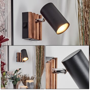 Javel Wandlamp, Muurspot Chroom, Natuurlijke kleuren, Zwart, 1-licht