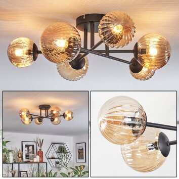 Chehalis Plafondlamp, Kogellampje 55 cm Amber, 6-lichts