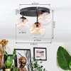 Chehalis Plafondlamp, Kogellampje 30 cm Amber, Duidelijk, 3-lichts