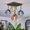 Chehalis Plafondlamp, Kogellampje Blauw, Groen, Duidelijk, Koperkleurig, 5-lichts