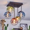 Chehalis Plafondlamp, Kogellampje Blauw, Groen, Duidelijk, Koperkleurig, 5-lichts