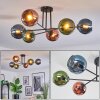 Koyoto Plafondlamp, Kogellampje 78 cm Blauw, Groen, Koperkleurig, 6-lichts
