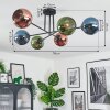 Koyoto Plafondlamp, Kogellampje 78 cm Blauw, Groen, Koperkleurig, 6-lichts