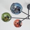 Koyoto Plafondlamp, Kogellampje 78 cm Blauw, Groen, Koperkleurig, 6-lichts