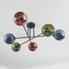 Koyoto Plafondlamp, Kogellampje 78 cm Blauw, Groen, Koperkleurig, 6-lichts