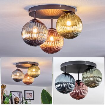 Chehalis Plafondlamp, Kogellampje 33.5 cm Blauw, Groen, Koperkleurig, 3-lichts