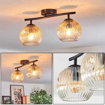 Ripoll Plafondlamp, Kogellampje Amber, Duidelijk, 2-lichts