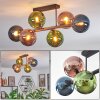 Gastor Plafondlamp, Kogellampje Blauw, Groen, Koperkleurig, 6-lichts