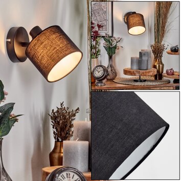 Bassagoda Wandlamp, Muurspot Zwart, 1-licht