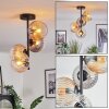 Koyoto Plafondlamp, Kogellampje 31 cm Amber, Duidelijk, Rookkleurig, 4-lichts
