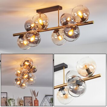 Koyoto Plafondlamp, Kogellampje Goud, Zwart, 8-lichts