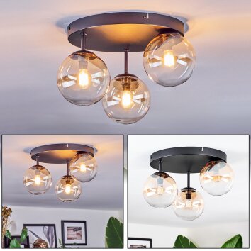 Chehalis Plafondlamp, Kogellampje 30.5 cm Amber, Duidelijk, 3-lichts