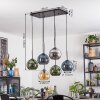 Ripoll Hanglamp, Kogellampje, Hanglamp Amber, Blauw, Chroom, Groen, Rookkleurig, 6-lichts