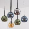 Ripoll Hanglamp, Kogellampje, Hanglamp Amber, Blauw, Chroom, Groen, Rookkleurig, 6-lichts