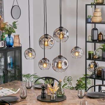 Ripoll Hanglamp, Kogellampje, Hanglamp Duidelijk, Rookkleurig, 6-lichts