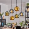 Koyoto Hanglamp, Kogellampje, Hanglamp Blauw, Goud, Groen, 6-lichts