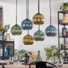Koyoto Hanglamp, Kogellampje, Hanglamp Blauw, Goud, Groen, 6-lichts
