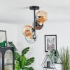 Koyoto Plafondlamp, Kogellampje 31 cm Amber, Chroom, Duidelijk, Rookkleurig, 4-lichts