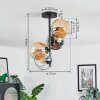 Koyoto Plafondlamp, Kogellampje 31 cm Amber, Chroom, Duidelijk, Rookkleurig, 4-lichts