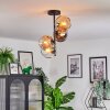 Koyoto Plafondlamp, Kogellampje 31 cm Amber, Chroom, Duidelijk, Rookkleurig, 4-lichts