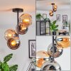Koyoto Plafondlamp, Kogellampje 31 cm Amber, Chroom, Rookkleurig, 4-lichts