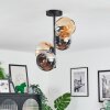 Koyoto Plafondlamp, Kogellampje 31 cm Amber, Chroom, Rookkleurig, 4-lichts