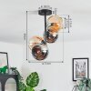 Koyoto Plafondlamp, Kogellampje 31 cm Amber, Chroom, Rookkleurig, 4-lichts