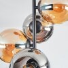 Koyoto Plafondlamp, Kogellampje 31 cm Amber, Chroom, Rookkleurig, 4-lichts